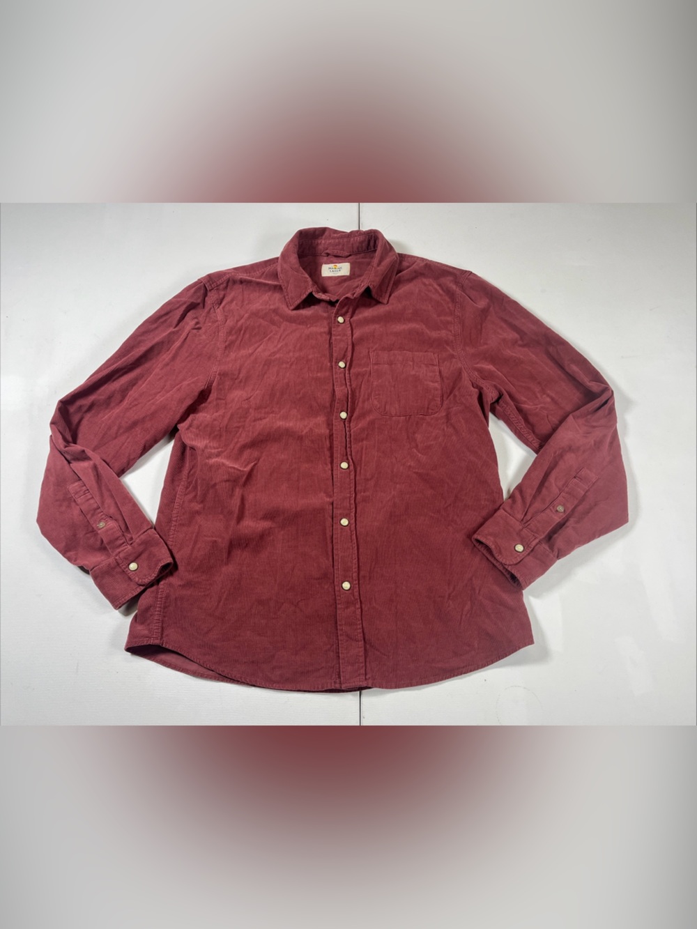 Marine Layer Corduroy Shirt Red Rust Long Sleeve Pearl Snap Western Men’s S